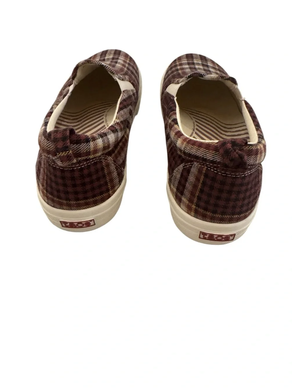 Taos Rubber Soul Burgundy Plaid Slip-On Sneakers men’s size 10